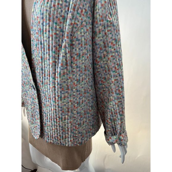 Kate Hill Plus Size Quilted Jacket Size 2X Multi Color Confetti Pattern Silk - Picture 14 of 16